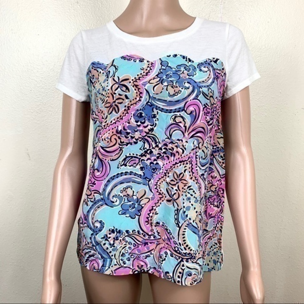 Lily Pulitzer Women’s top shirt white pink Sz S